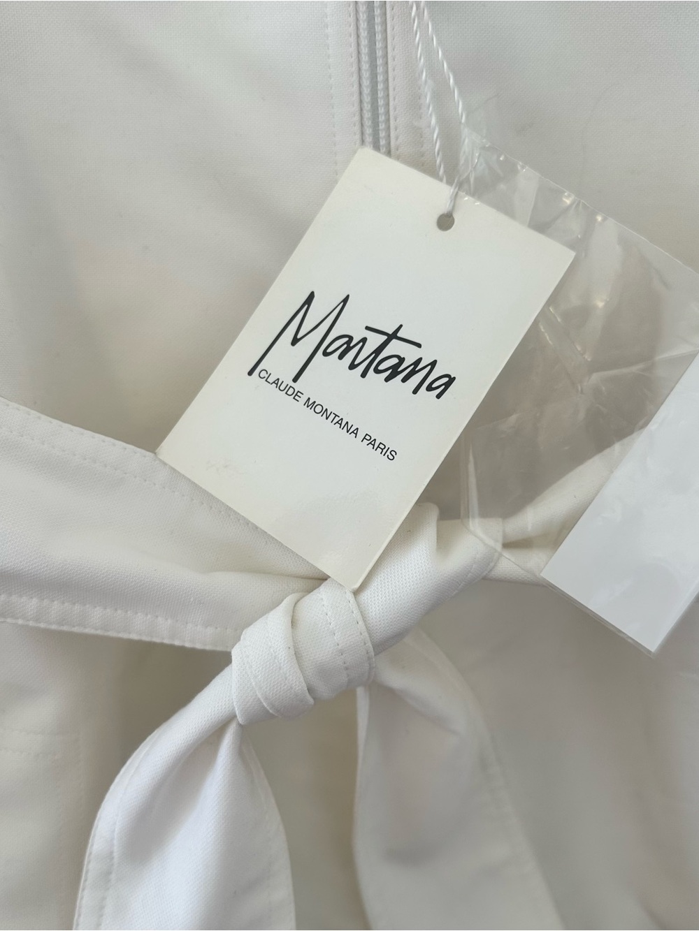 CLAUDE MONTANA White Zip-Front Belted Jacket - Picture 4 of 8